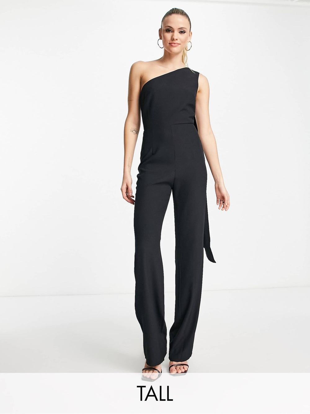 Asymmetric One-Shoulder Black Jumpsuit